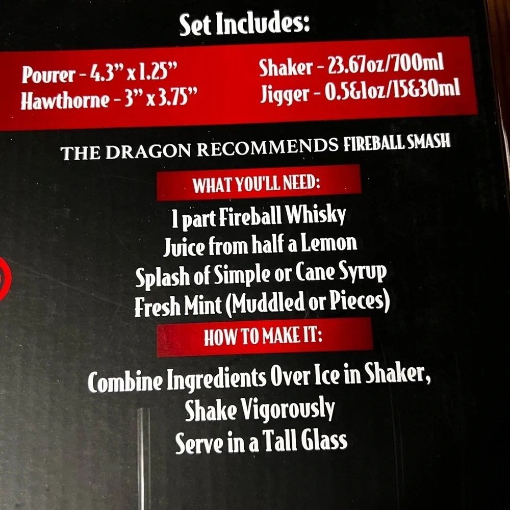 Fireball 4 piece shaker set bar essentials